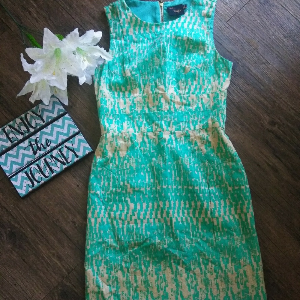 Just...Taylor Teal and beige dress